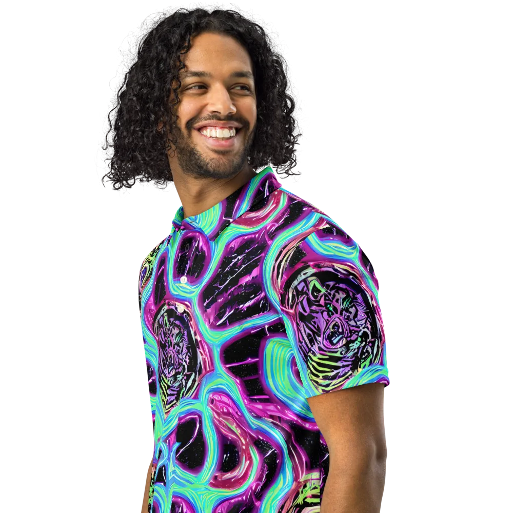 Cosmic Lava on Men's Slim Fit Polo Shirt — Left Front