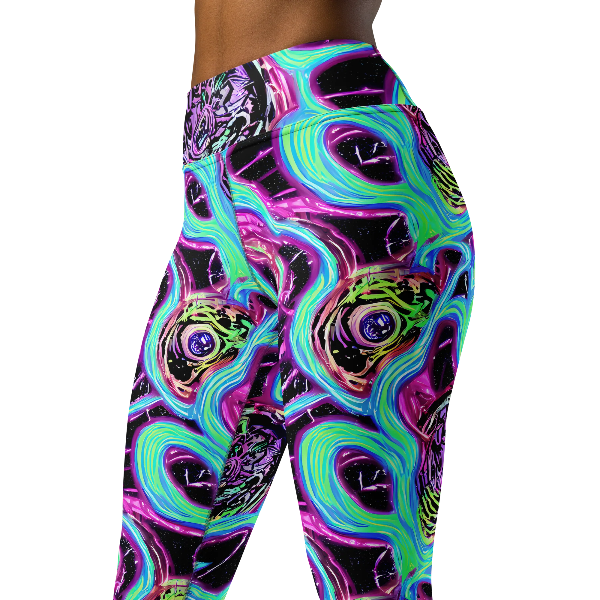 Cosmic Lava on Yoga Leggings — Left Front