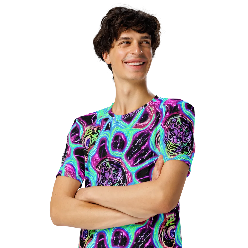 Cosmic Lava on Men's Crew Neck T-Shirt — Left Front
