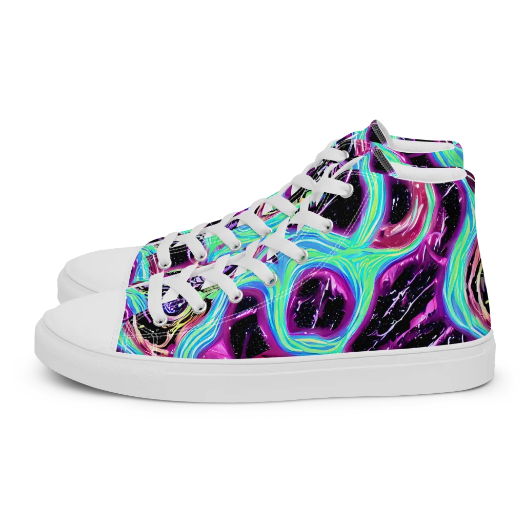 Cosmic Lava on Men's High Top Canvas Shoes — Left