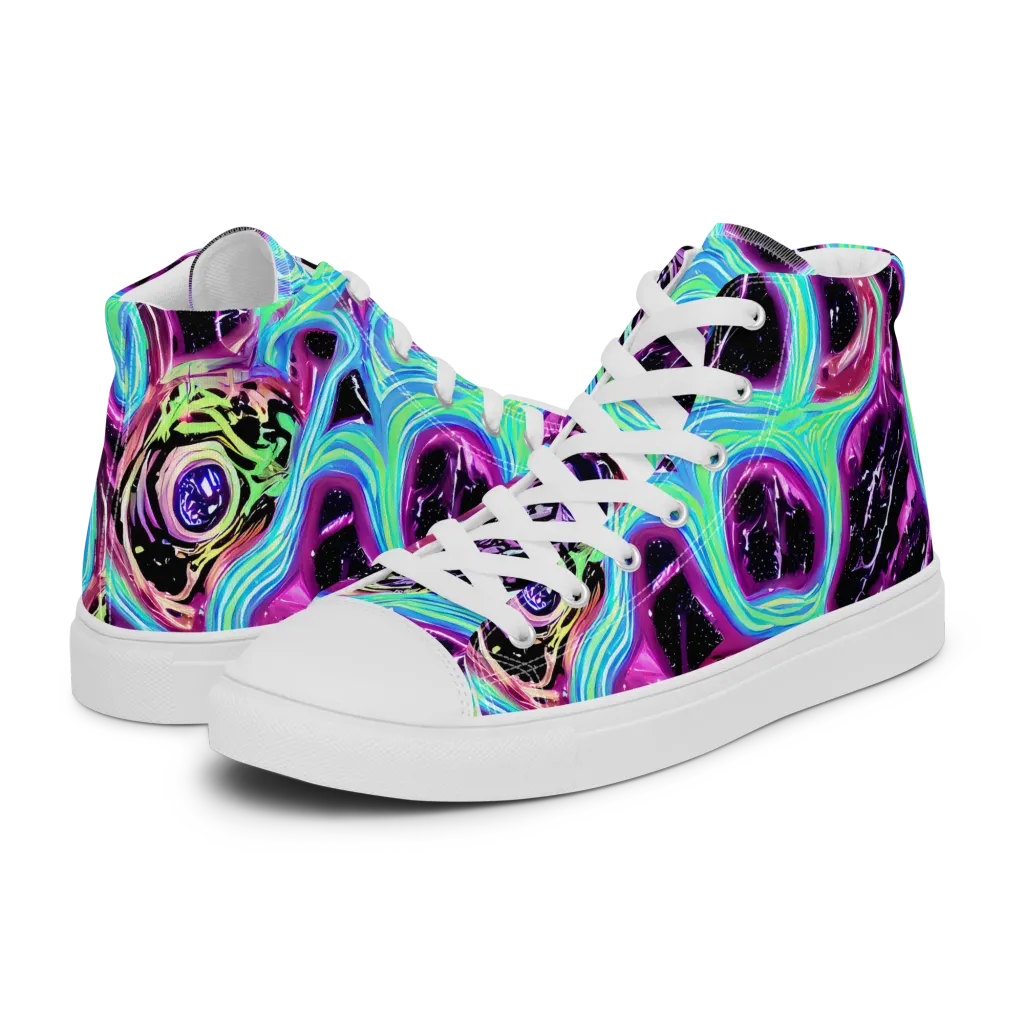 Cosmic Lava on Men's High Top Canvas Shoes — Left