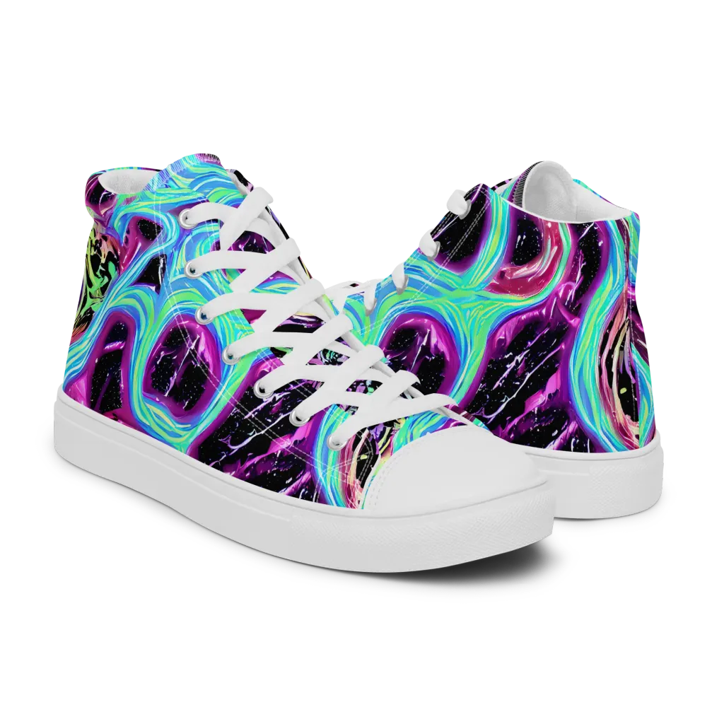 Cosmic Lava on Men's High Top Canvas Shoes — Right