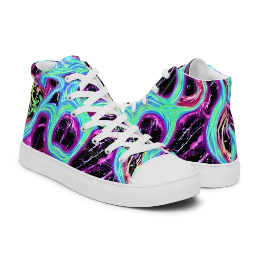 Cosmic Lava on a Men's High Top Canvas Shoes