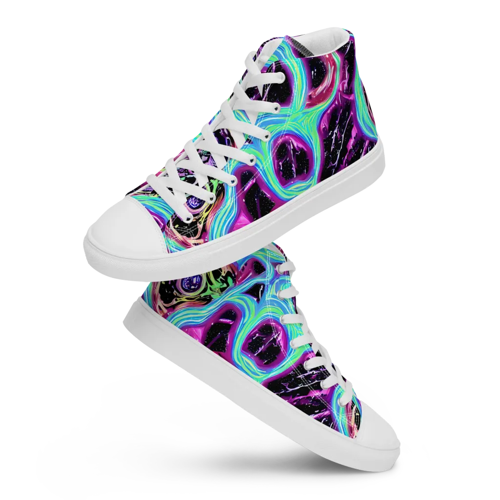 Cosmic Lava on Men's High Top Canvas Shoes — Front