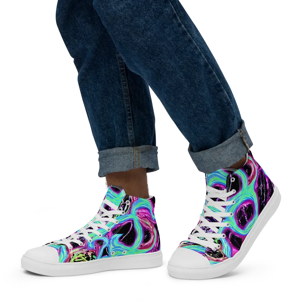 Cosmic Lava on Men's High Top Canvas Shoes — Left