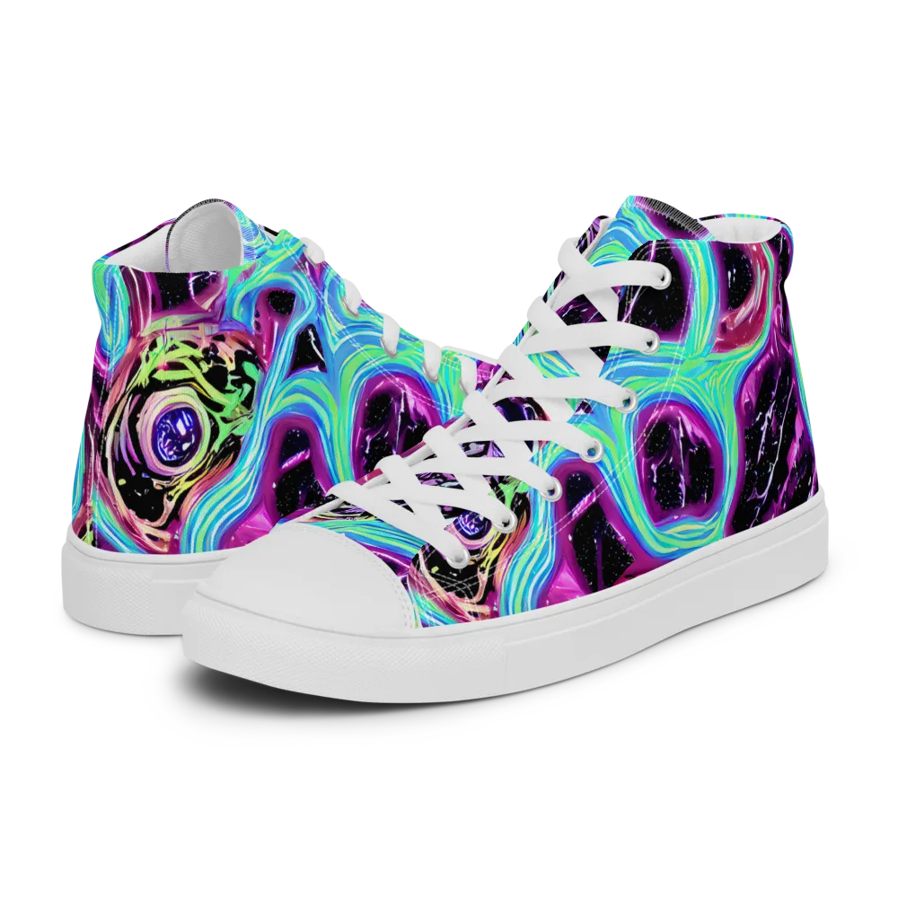 Cosmic Lava on Women's High Top Canvas Shoes — Left