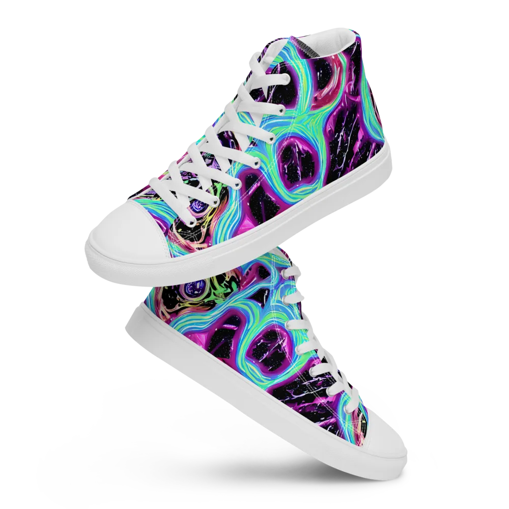 Cosmic Lava on Women's High Top Canvas Shoes — Front