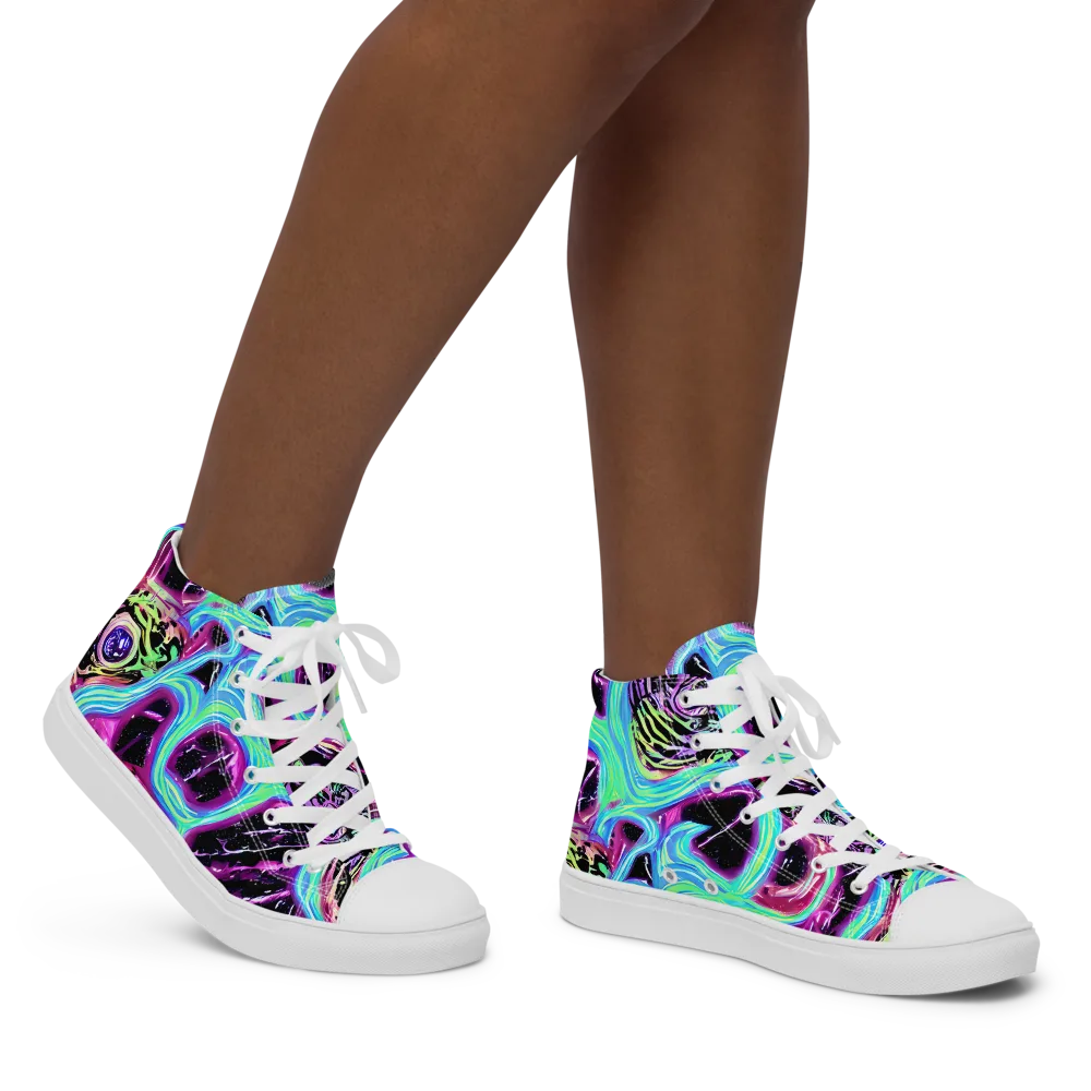 Cosmic Lava on Women's High Top Canvas Shoes — Right