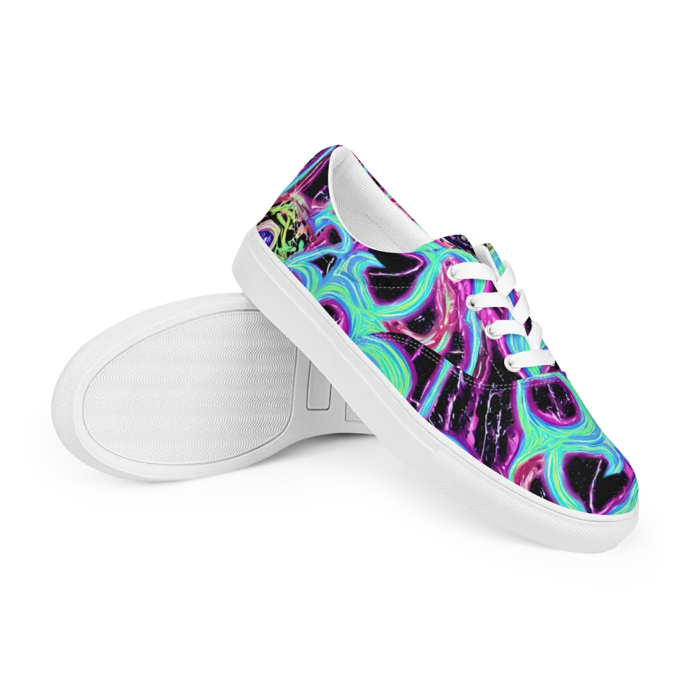Cosmic Lava on Men's Lace-Up Canvas Shoes — Right Front