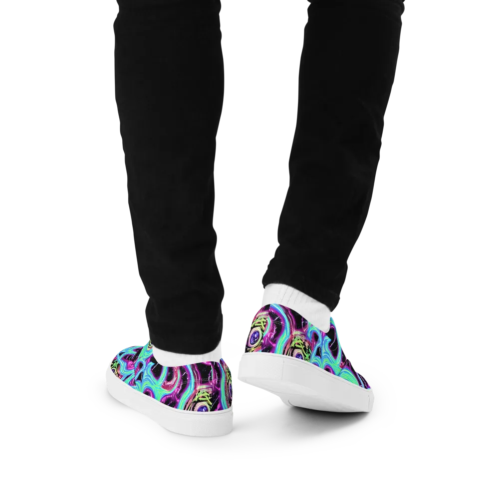 Cosmic Lava on Men's Lace-Up Canvas Shoes — Back