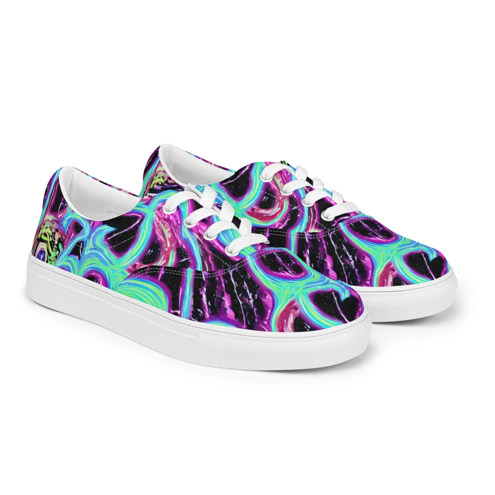 Cosmic Lava on Men's Lace-Up Canvas Shoes — Right Front