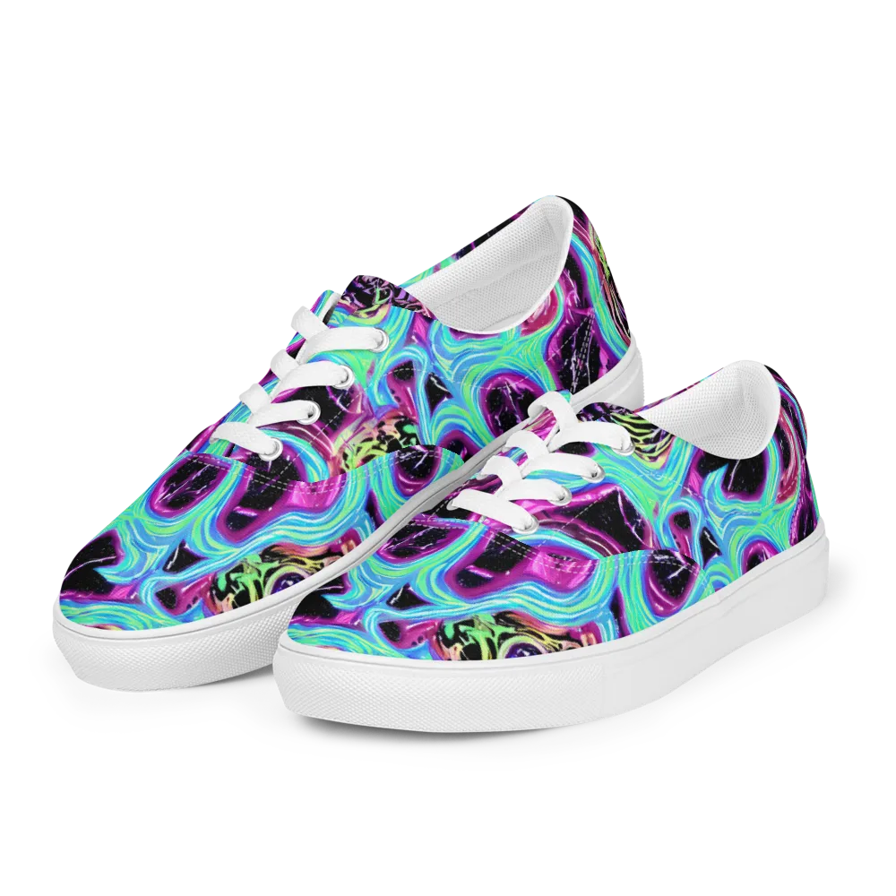 Cosmic Lava on Men's Lace-Up Canvas Shoes — Left Front