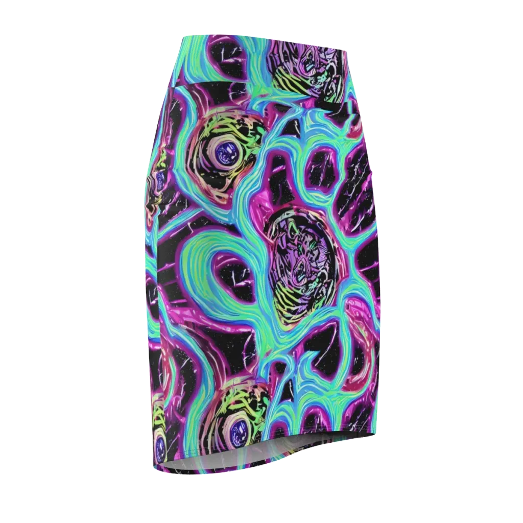 Cosmic Lava on Pencil Skirt — Front Side