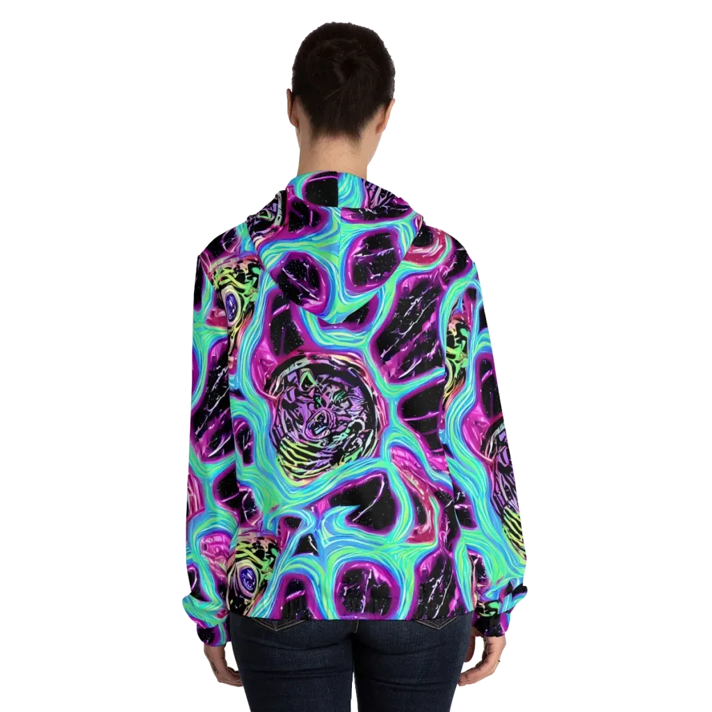 Cosmic Lava on Women's Full-Zip Hoodie — Back On Person