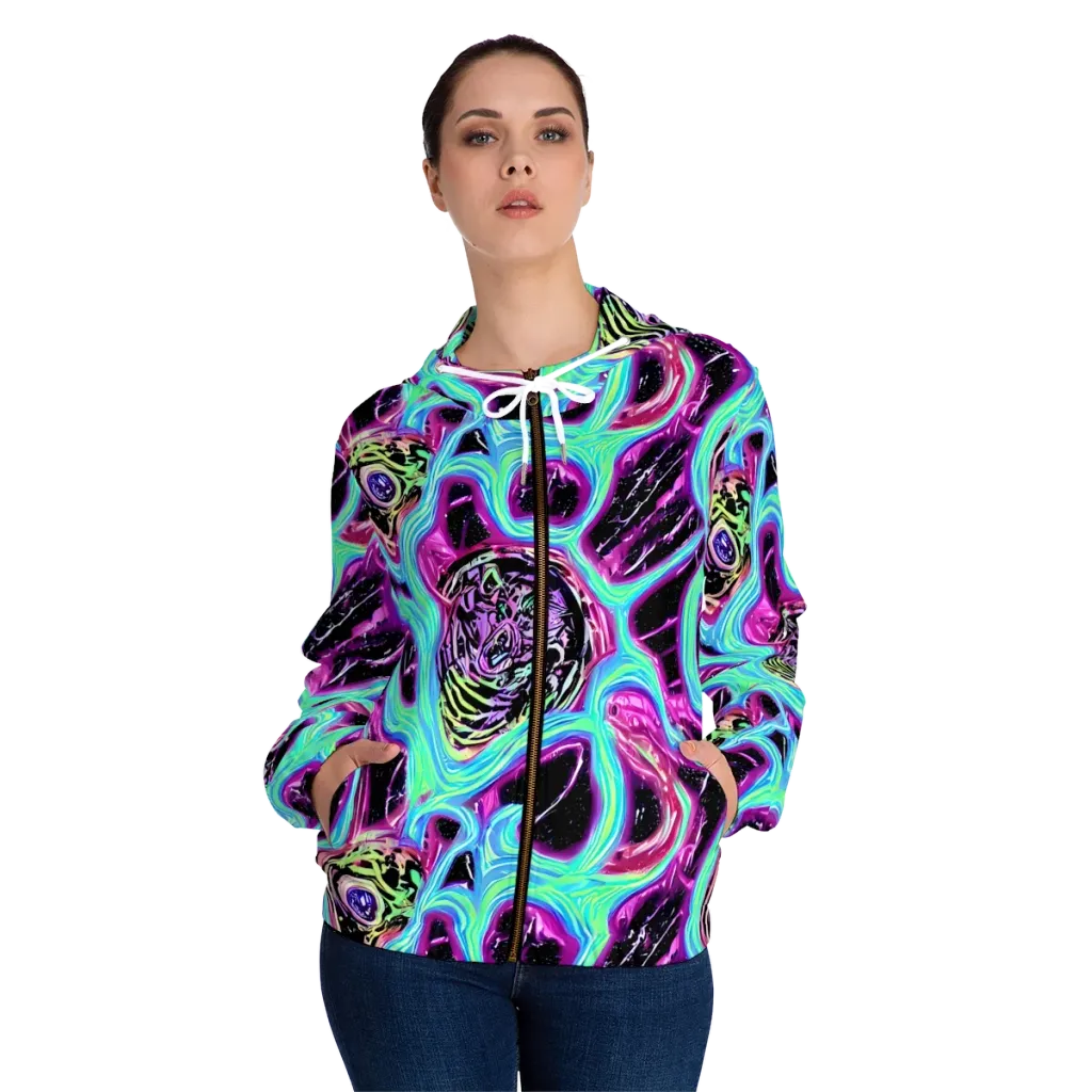 Cosmic Lava on Women's Full-Zip Hoodie — Front On Person