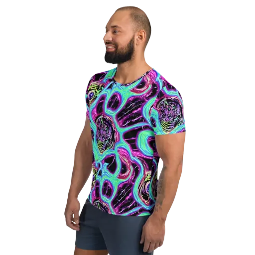 Cosmic Lava on a Men's Athletic T-Shirt