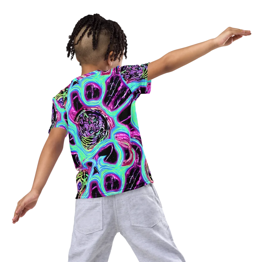 Cosmic Lava on Kids Crew Neck T-Shirt — Back