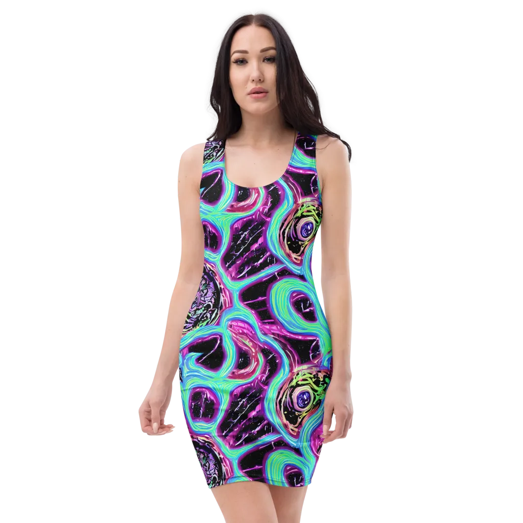 Cosmic Lava on Bodycon Dress — Front