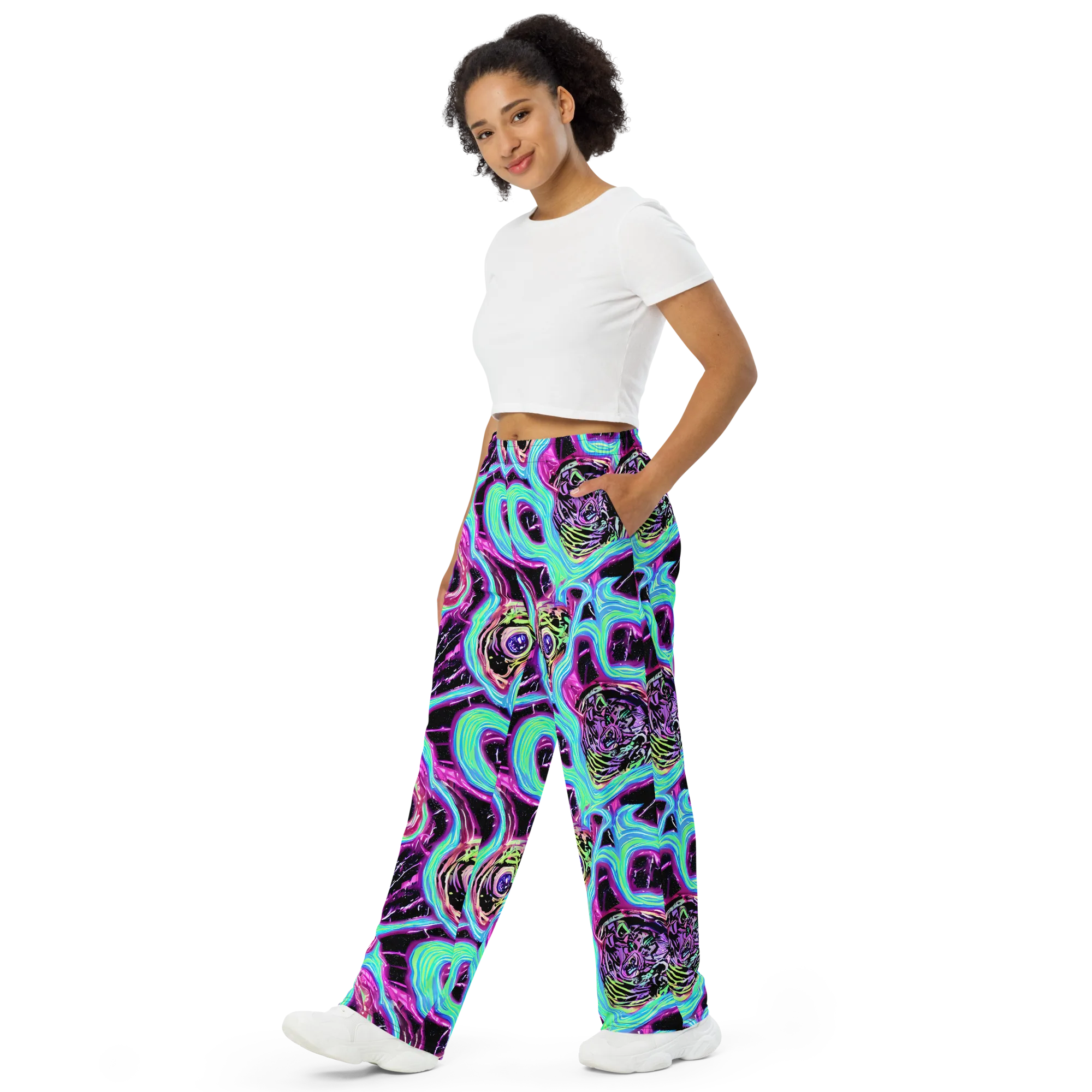 Cosmic Lava on Wide-Leg Pants — Left Front