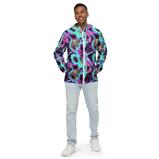 Cosmic Lava on a Men's Windbreaker