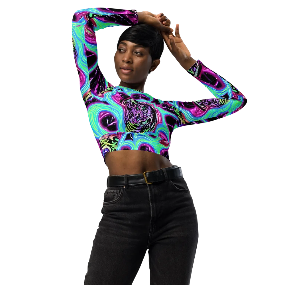 Cosmic Lava on Long Sleeve Crop Top — Front