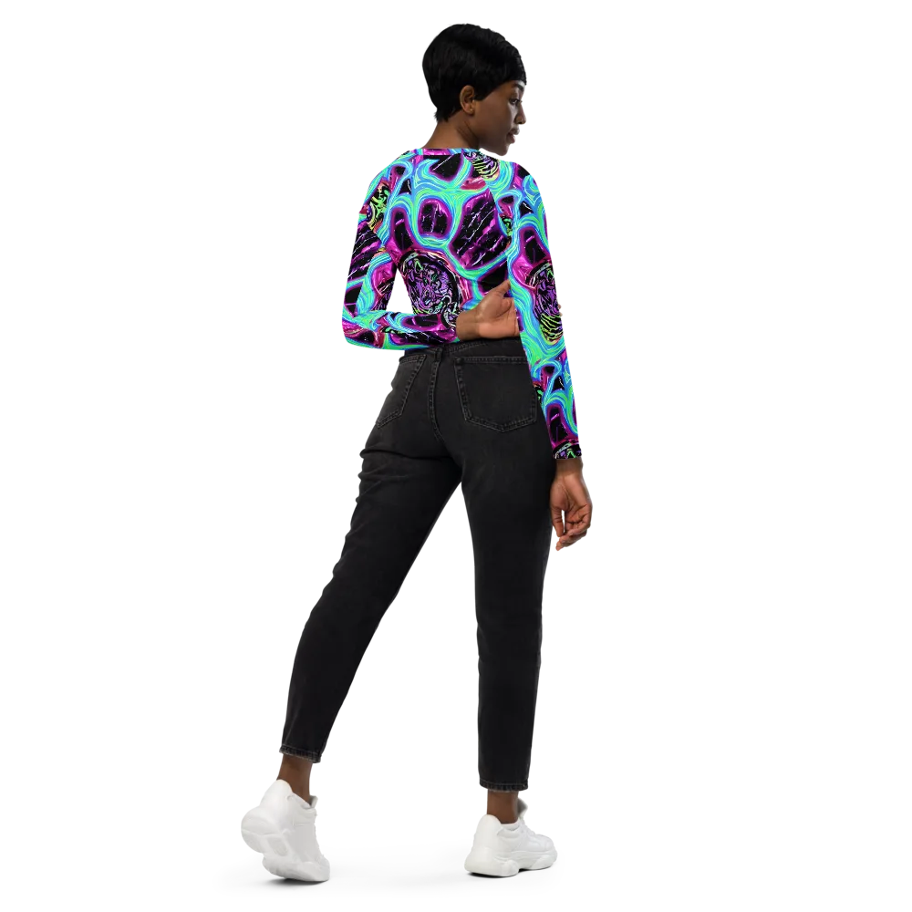 Cosmic Lava on Long Sleeve Crop Top — Right Back