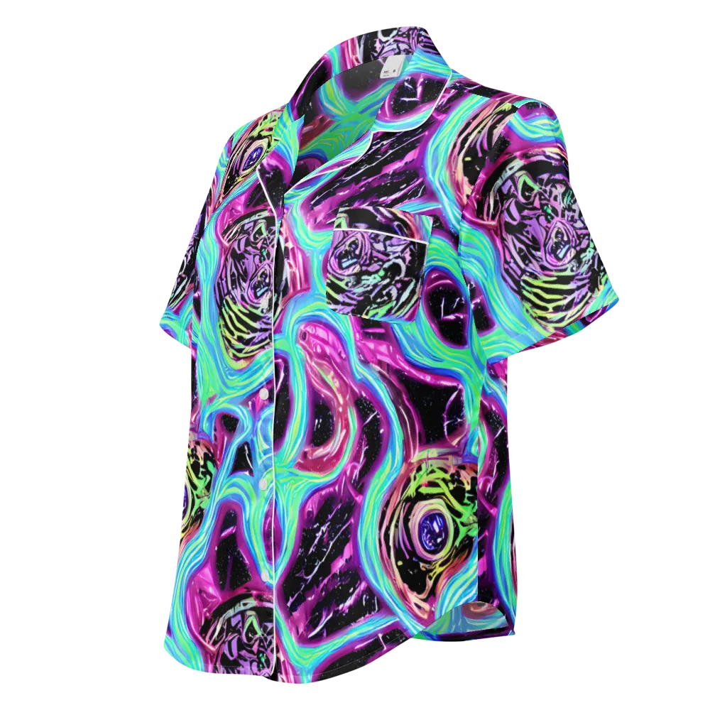 Cosmic Lava on Women's Short Sleeve Pajama Top — Left Front