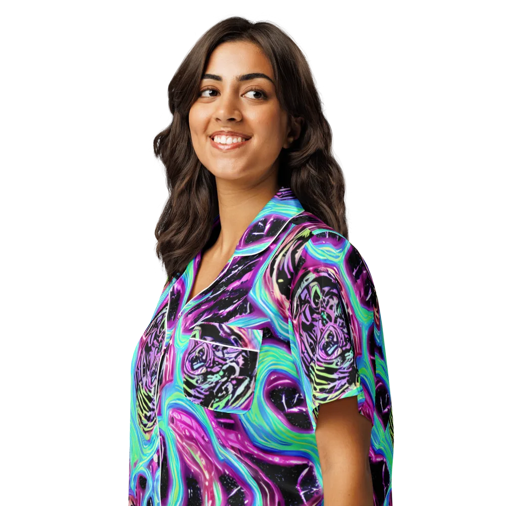 Cosmic Lava on Women's Short Sleeve Pajama Top — Left Front