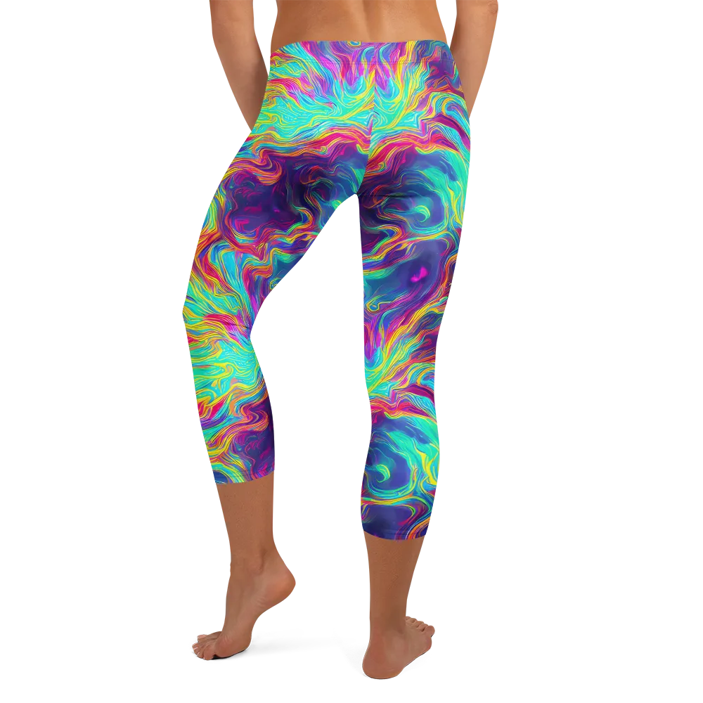 Neon Marbles on Capri Leggings — Back