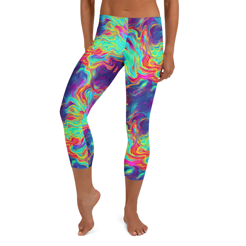Neon Marbles on Capri Leggings — Front