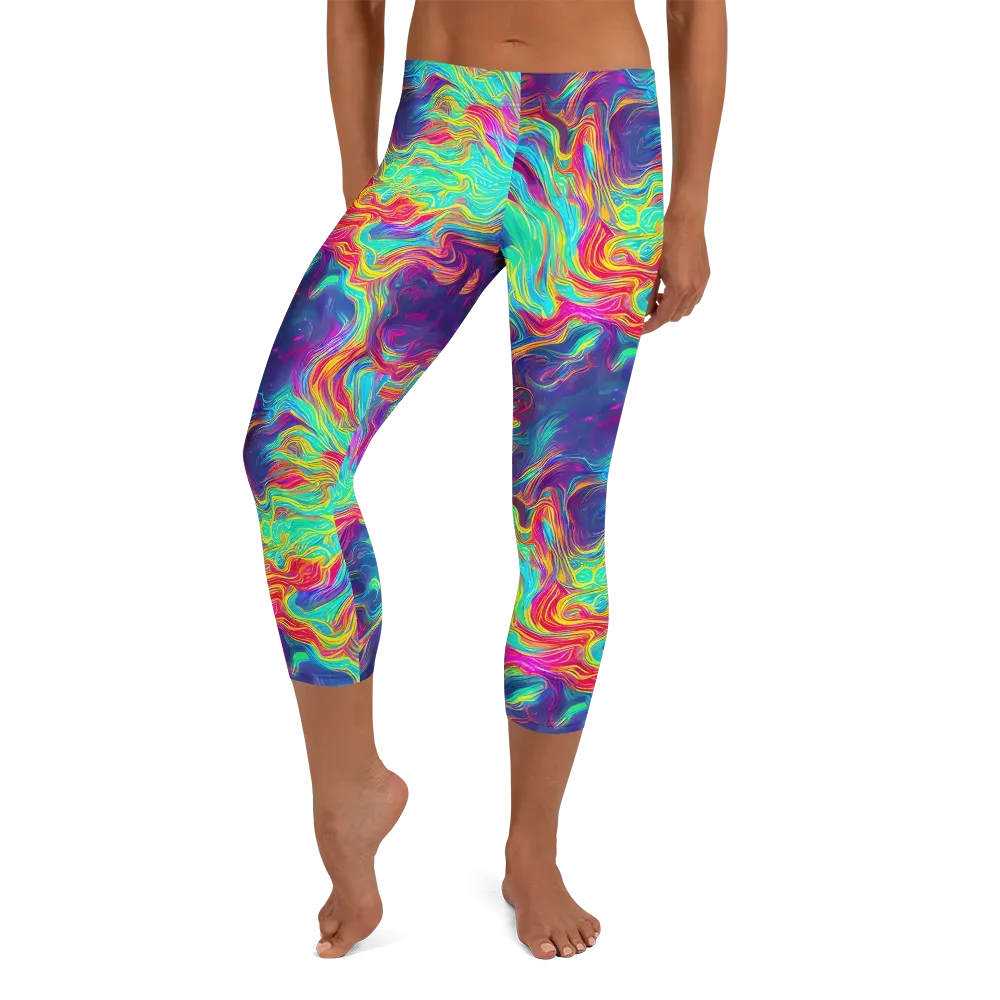 Neon Marbles on Capri Leggings — Front