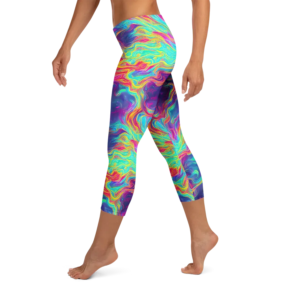 Neon Marbles on Capri Leggings — Left