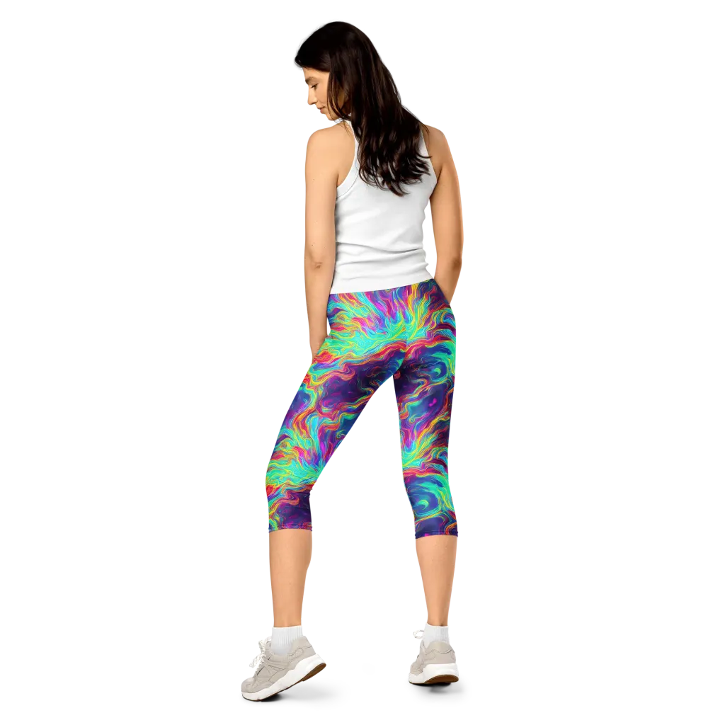 Neon Marbles on Capri Leggings — Back