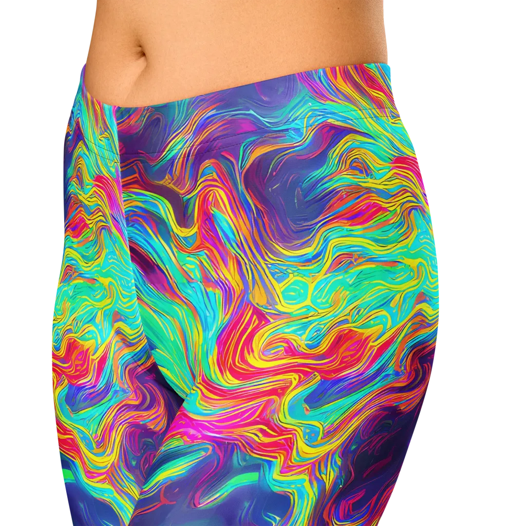 Neon Marbles on Capri Leggings — Zoomed-in