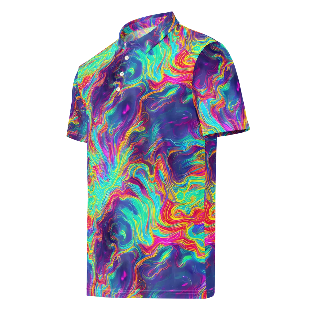 Neon Marbles on Men's Slim Fit Polo Shirt — Left Front