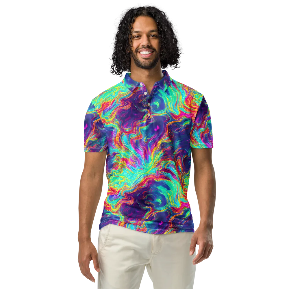 Neon Marbles on Men's Slim Fit Polo Shirt — Front