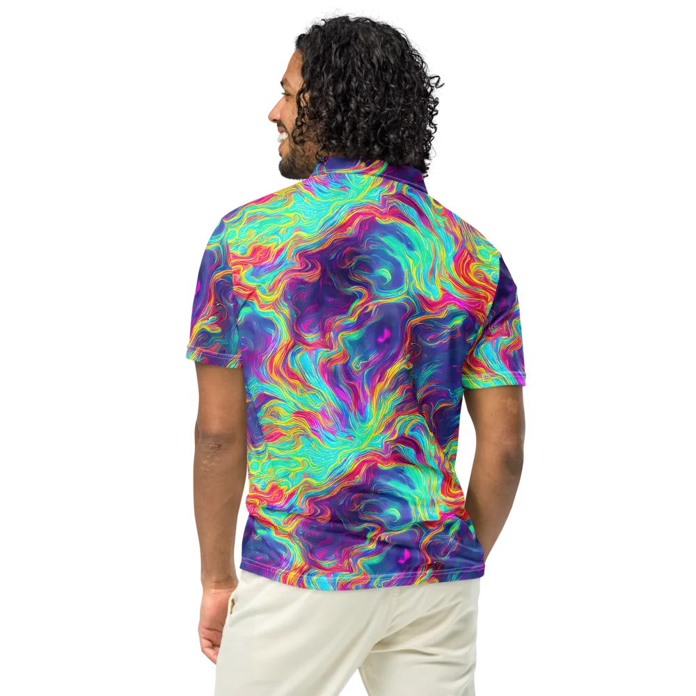Neon Marbles on Men's Slim Fit Polo Shirt — Back