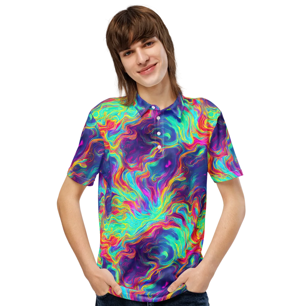 Neon Marbles on Men's Slim Fit Polo Shirt — Front