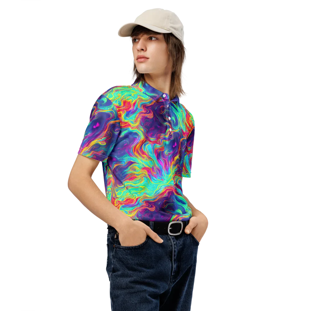 Neon Marbles on Men's Slim Fit Polo Shirt — Right Front