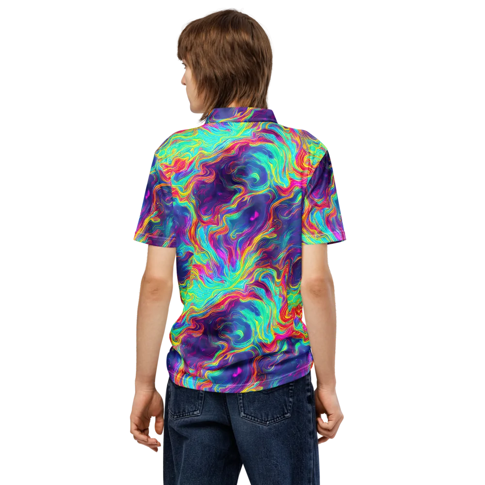 Neon Marbles on Men's Slim Fit Polo Shirt — Back