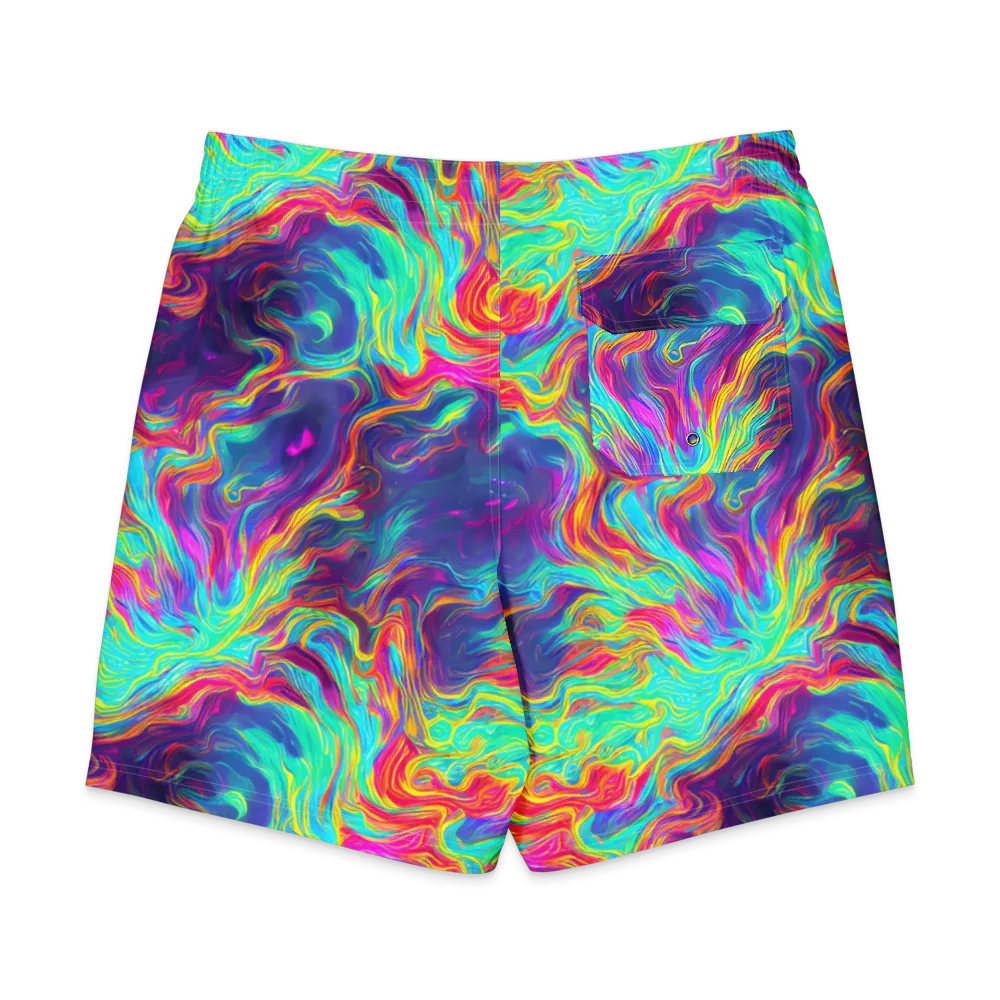 Neon Marbles on Men's Board Shorts — Back