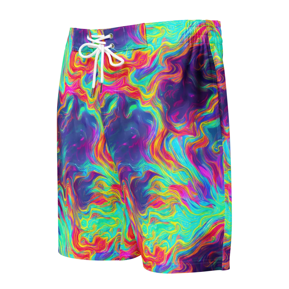 Neon Marbles on Men's Board Shorts — Front