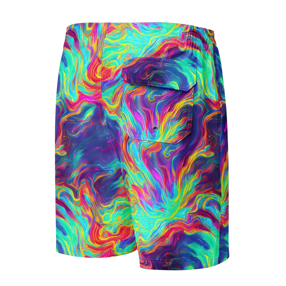 Neon Marbles on Men's Board Shorts — Back