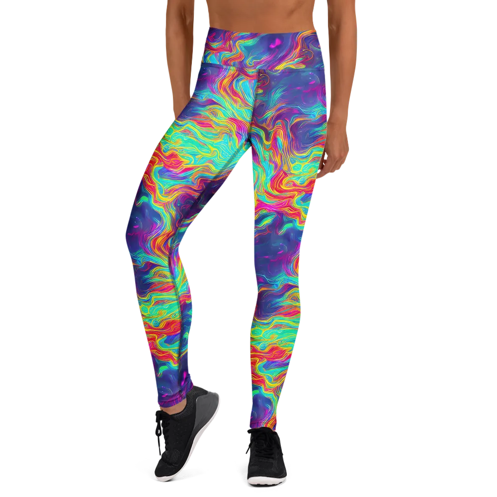 Neon Marbles on Yoga Leggings — Front