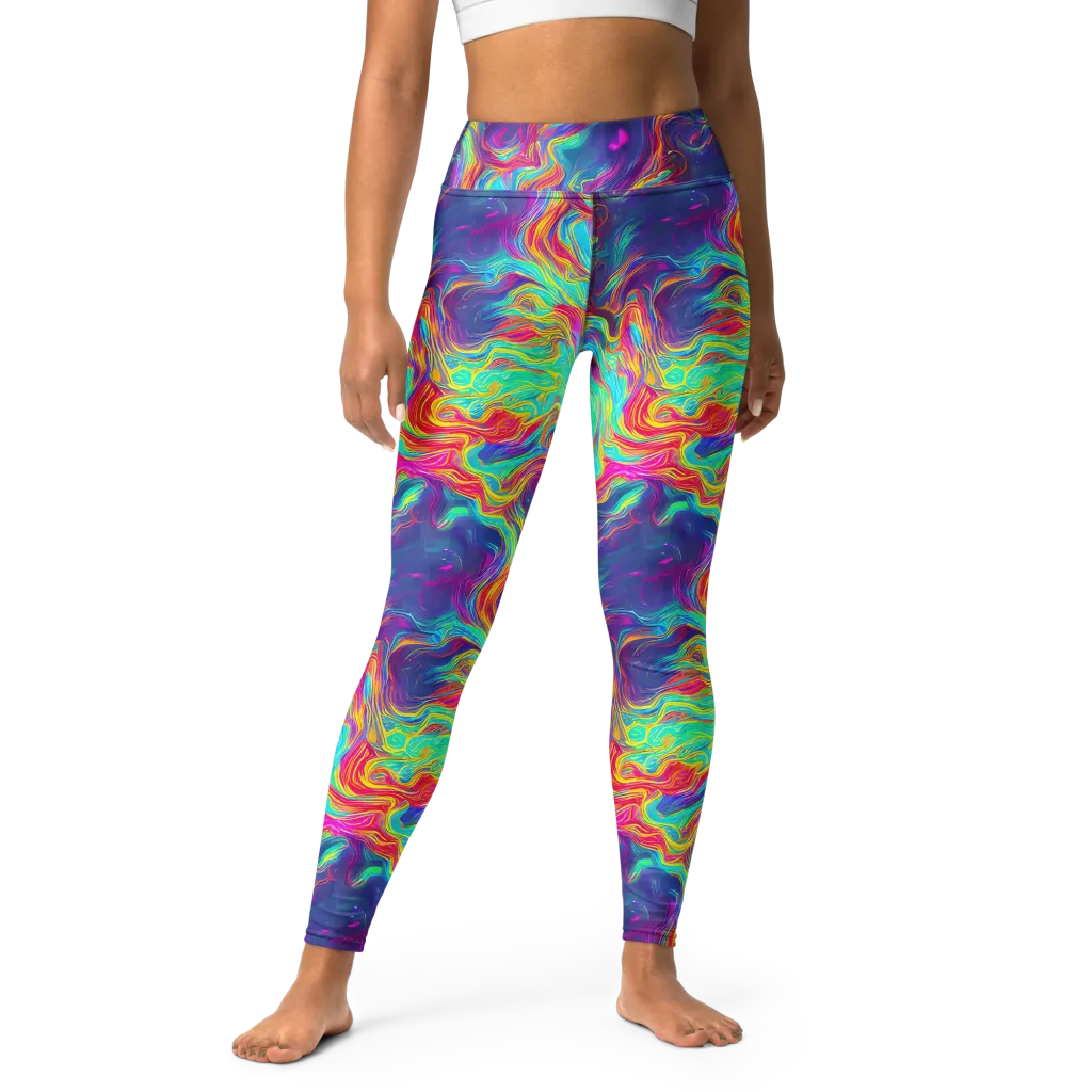 Neon Marbles on Yoga Leggings — Front