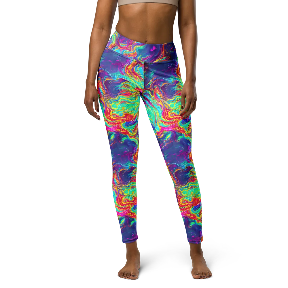 Neon Marbles on Yoga Leggings — Front