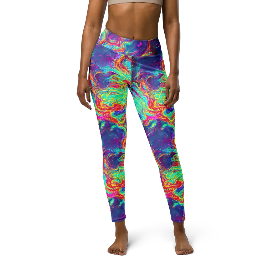Neon Marbles on Yoga Leggings — Front