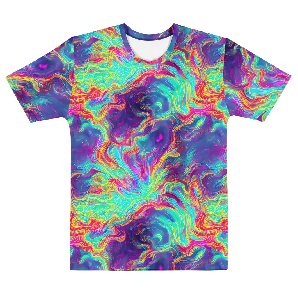 Neon Marbles on Men's Cotton Crew Neck T-Shirt — Front