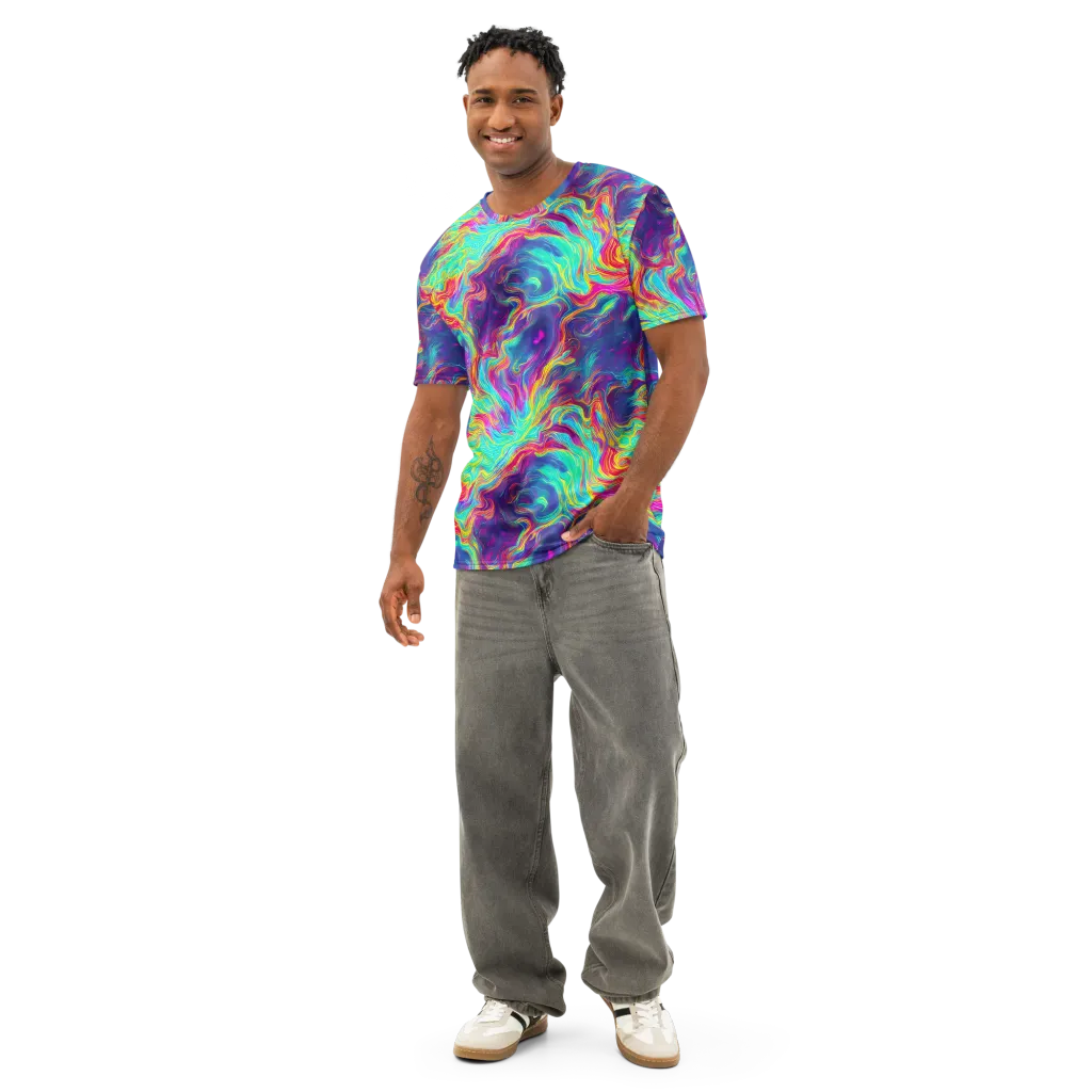 Neon Marbles on Men's Cotton Crew Neck T-Shirt — Front