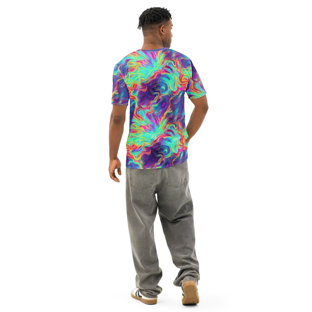 Neon Marbles on Men's Cotton Crew Neck T-Shirt — Back
